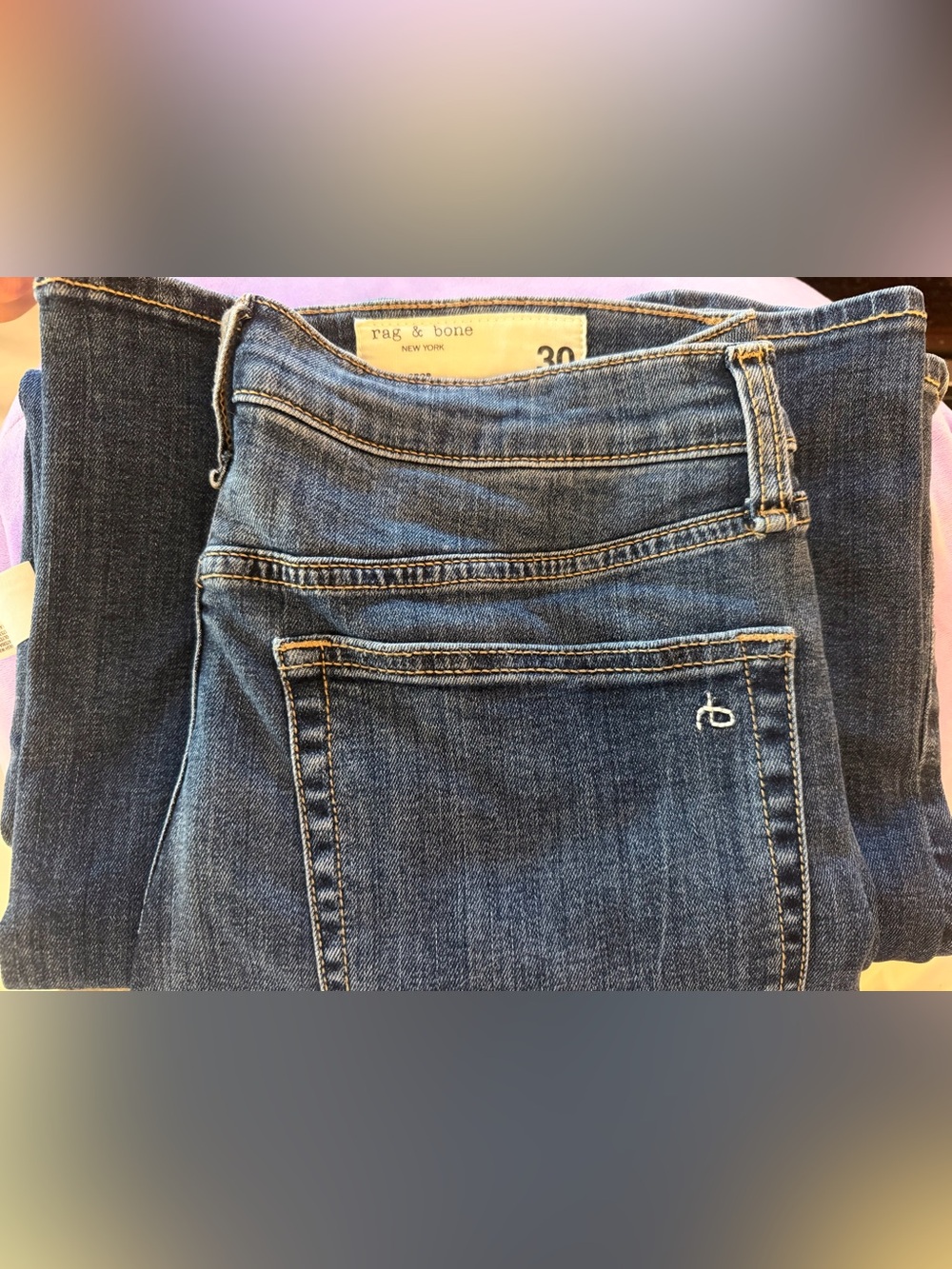 rag & bone Serena High Waist Crop Wide Leg Jeans in Dark Blue - Picture 4 of 4